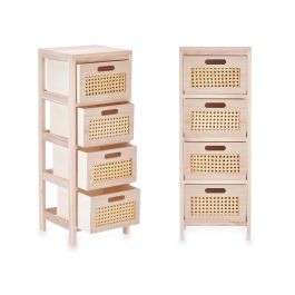 Cajonera de Rattan Giftdecor 4 Cajones 27x73x25 cm - Madera y Plástico Color Natural