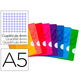 Oxford Libreta Escolar Openflex Optik Paper+, Tapa Flexible, 48 Hojas Din A5, Cuadro 4 mm, Colores Surtidos