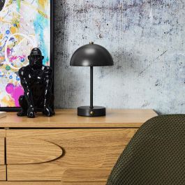 Home Deco Factory Lámpara De Mesa Recargable Negra Metal