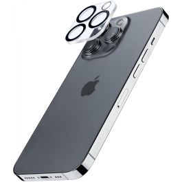 Cellularline Protector de Lente de Cámara para iPhone 15 Pro / 15 Pro Max Transparente, Vidrio Templado Resistente a Golpes y Rayones