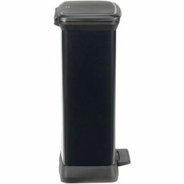Curver Papelera Decobin Rectangular Estrecha y Alta 50 L Negro Carbón con Aspecto Acero Inoxidable 100% Reciclable