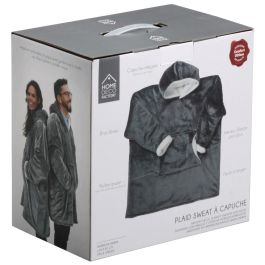 Home Deco Factory Sudadera con Bolsillo y Capucha Sweat Plaid Interior Borreguito Talla Única 118x85 cm