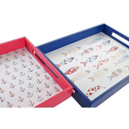 Bandeja Mediterraneo DKD Home Decor Multicolor Coral 30 x 5 x 40 cm (2 Unidades)