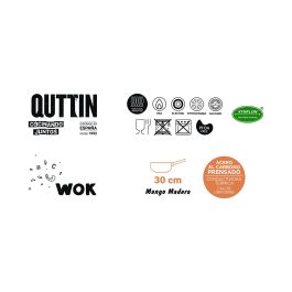 Quttin Sartén Wok con Mango de Madera 30 cm (6 Unidades)