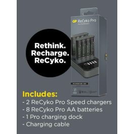 GP GP ReCyko Pro-Charger Dock incl. 2 x P461 Pro Charger + 8 AA Pro Photoflash GP GP ReCyko Pro-Charger Dock incl. 2 x P461 Pro Charger + 8 AA Pro Photoflash