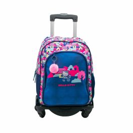 Toybags T963 Hello Kitty - Mochila Primaria con Carro Negro, Doble Compartimento, Protección Lateral y Stoper Anti Caída 44x30x20 cm
