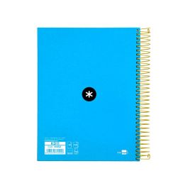 Cuaderno Espiral A5 Micro Antartik Tapa Forrada 120H 100 gr Horizontal 5 Bandas 6 Taladros Color Azul