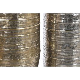 DKD Home Decor Jarrón Moderno de Aluminio Colección Luvato, Set de 2 piezas, Acabado Dorado y Plateado, 106 cm de Alto, 31x31 cm Base