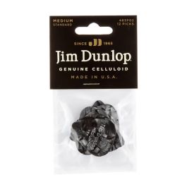 Dunlop Pack 72 Púas de Guitarra Genuine Celluloid Classic Negro Perlado - Medium