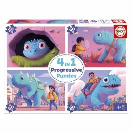 Educa Puzzle 4 en 1 para niños: Simpáticos Dinos. Colección de 4 Puzzles infantiles de 20, 40, 60 y 80 piezas, ideal para 4+ años, de Cartón. Precio: 10.7932. SKU: B15VQAZXJM