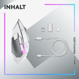 Logitech G502 X PLUS WHITE/PREMIUM EER2 - Ratón Gaming Inalámbrico Ligero con Iluminación RGB