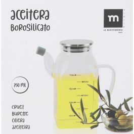 Aceitera cuadrada de borosilicato con tapa de metal 750 ml - La Mediterranea (12 Unidades) Aceitera cuadrada de borosilicato con tapa de metal 750 ml - La Mediterranea (12 Unidades)