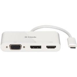 D-Link Hub Adaptador USB-C a HDMI/DisplayPort/VGA 4K Multi-Stream para 3 Monitores Simultáneos, Compatible Thunderbolt 3, Portátil