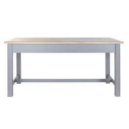 DKD Home Decor Mesa Comedor Victoria Tradicional de Paulownia y MDF Gris y Natural 161.5x81.5x78 cm