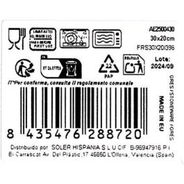 La Mediterranea Fuente Rectangular 30 cm x 20 cm Elite Brillo Aelia (6 Unidades)