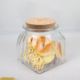 Tarro de vidrio con líneas y tapón de corcho 660 ml - La Mediterranea (24 Unidades) Tarro de vidrio con líneas y tapón de corcho 660 ml - La Mediterranea (24 Unidades)