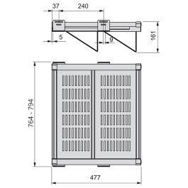 Emuca Cajón zapatero extraíble Moka, 764 - 794, Acero, Pintado moka
