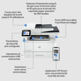 HP 4102fdn LaserJet Pro MFP Impresora Multifunción: Velocidad Impresión Rápida, Escáner Alto Volumen, Gestión Fácil