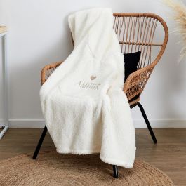 Home Deco Factory Cojín-Manta Sherpa "Amour" Colección Pour Elle