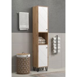 Armario alto con dos puertas - TRENDTEAM - Serie Touch - Blanco/Marrón - 36 cm de largo Armario alto con dos puertas - TRENDTEAM - Serie Touch - Blanco/Marrón - 36 cm de largo