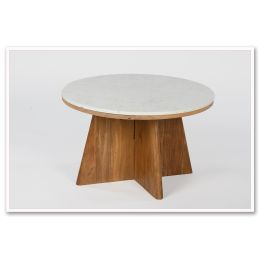 DKD Home Decor Mesa de Centro Cuadrada Moderna de Salón Mármol y Acacia, Colores Blanco y Marrón, 70x70x43 cm, Desmontable Precio: 199.49999993. SKU: S3040516