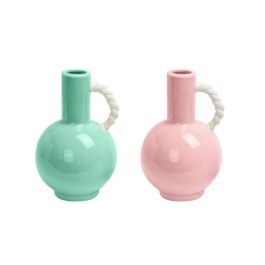 DKD Home Decor Jarrón Verde Menta y Rosa Palo Gres 10.5 x 17 x 11 cm (12 Unidades) Precio: 58.49999947. SKU: B1EVTPER27