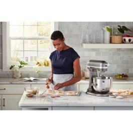 KitchenAid 5KSM70SHXEMS Robot de Cocina Amasadora Batidora Artisan 6.6L Medallion Plata con Batidor y Gancho