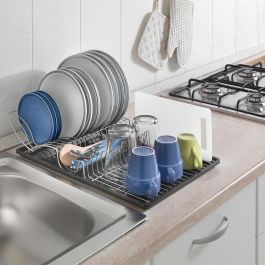 Metaltex Escurreplatos con ala abatible Wing-Tex 50x31x11cm, gran capacidad de carga, recubrimiento polytherm metallic