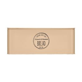 Kinvara Caja de Pan con Tapa de Bambú, Almacenamiento de Cocina, Metal y Bambú, Beige, 33x13x18.5 cm (Set de 4)