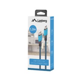 Lanberg CA-CMCM-45CU-0012-BK Cable USB USB4 Gen 2x2 0,12 m USB C a USB C Negro, Azul