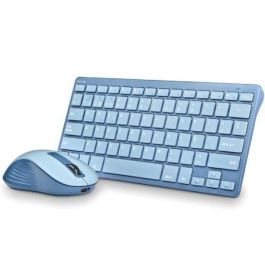 NGS FANTASYKITBLUE Kit Teclado y Ratón Inalámbrico Silencioso Recargable Multimodo 2.4GHz BT 12 Teclas Multimedia 1600 DPI Azul