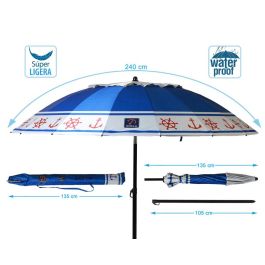 Atosa Sombrilla De Playa De Aluminio Modelo Anclas Y Timón Con Upf 50+ Azul 240 cm 28-32 mm Azul