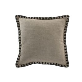 DKD Home Decor Cojín Tradicional de Lino/Poliéster Natural y Negro 45 x 45 cm (2 Unidades) Tejido con Cremallera