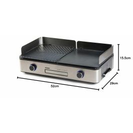 Domo DO9259G Barbacoa de sobremesa con 2 zonas de cocción y termostato regulable - 2400 W