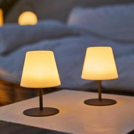 Lumisky LUM3666162000851 Pack de 2 Lámparas de Mesa Inalámbricas TWINS, 16 cm, Base Acero Gris, LED Blanco Cálido y Blanco