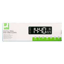 Q-connect Reloj Digital de Pared y Sobremesa con Temperatura, Mando a Distancia y LED Ajustable 387x32x130 mm