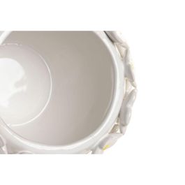 DKD Home Decor Jarrón Shabby Blanco Amarillo Margaritas Cerámica 21 x 18 x 21 cm