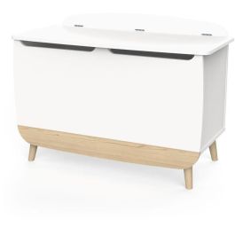 Caja para juguetes - FIRMIANA - Estilo escandinavo - Blanco mate / Roble Kronberg - 82,4 x 39,1 x 58,9 cm - DEMEYERE Caja para juguetes - FIRMIANA - Estilo escandinavo - Blanco mate / Roble Kronberg - 82,4 x 39,1 x 58,9 cm - DEMEYERE