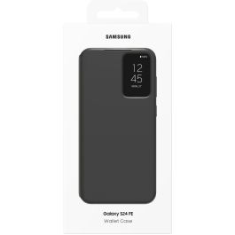 Samsung Funda Cartera Smart View para Galaxy S24 FE Negro con Bolsillo para Tarjetas y Ventana Interactiva