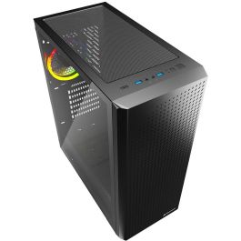 Sharkoon VS9 RGB Midi Tower PC, Caja de Ordenador con Ventana Lateral y Panel de Vidrio Templado, Negro