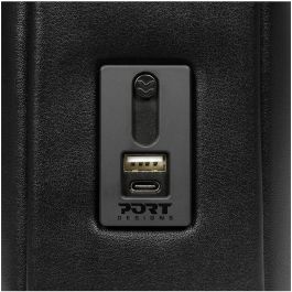 PORT Designs Versailles TL Maletín para portátil de 14" (35.6cm) en Cuero Negro con Asa de Transporte y Puerto USB