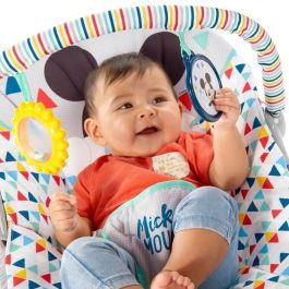 Disney Baby Mickey Transat con Asiento Vibrante Happy Triangles, Barra de Actividad y 2 Juguetes para Bebés 0-6 Meses