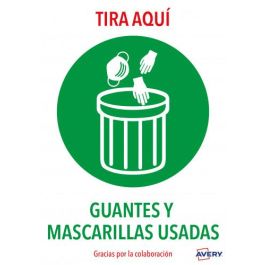 Avery AV_KITCOVID7_ES Señales Adhesivos "Tira Aquí Guantes Y Mascarillas Usadas" PVC Resistente Agua Aceite Suciedad UV Exterior A4 2 uds Precio: 8.68999978. SKU: B1GTTAXYPH