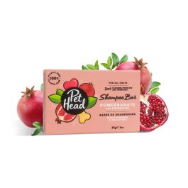 Pet Head Champú en Barra para Perros 3 en 1: Limpia, Hidrata y Nutre para Pelaje Suave y Brillante, Granada, Sin Plástico 85g