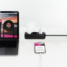 Nano Cable Regleta 10.38.0003-NS-BK con 3 Tomas de Corriente y Protección Infantil, Cable 1.4m, Negra