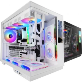 Mars Gaming MC-MIRAGE Caja Gaming Semitorre Blanca con Pantalla LCD IPS 7.2" y Cristal Templado Panorámico