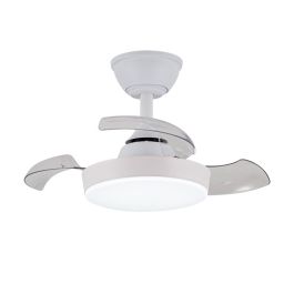 Cristalrecord Hornet Ventilador de Techo LED 3CCT Aspas Retráctiles Motor DC 32W 3195lm Ø56cm Silencioso con Mando Blanco
