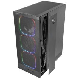 Mars gaming Caja ATX Semitorre MCNEBULA Negra con 4 Ventiladores ARGB, Cristal Templado, Diseño Mesh para Refrigeración Eficiente