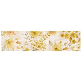 DKD Home Decor Alfombra Tropical de Flores Amarilla y Blanca 240x60x0.7 cm, de Poliéster y Algodón (2 Unidades)