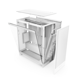 NZXT CM-H72FW-R1 H7 Flow RGB Midi Tower Blanco PC Caja de Ordenador con Flujo de Aire Optimizado y Panel de Vidrio Templado, 244x468x544mm